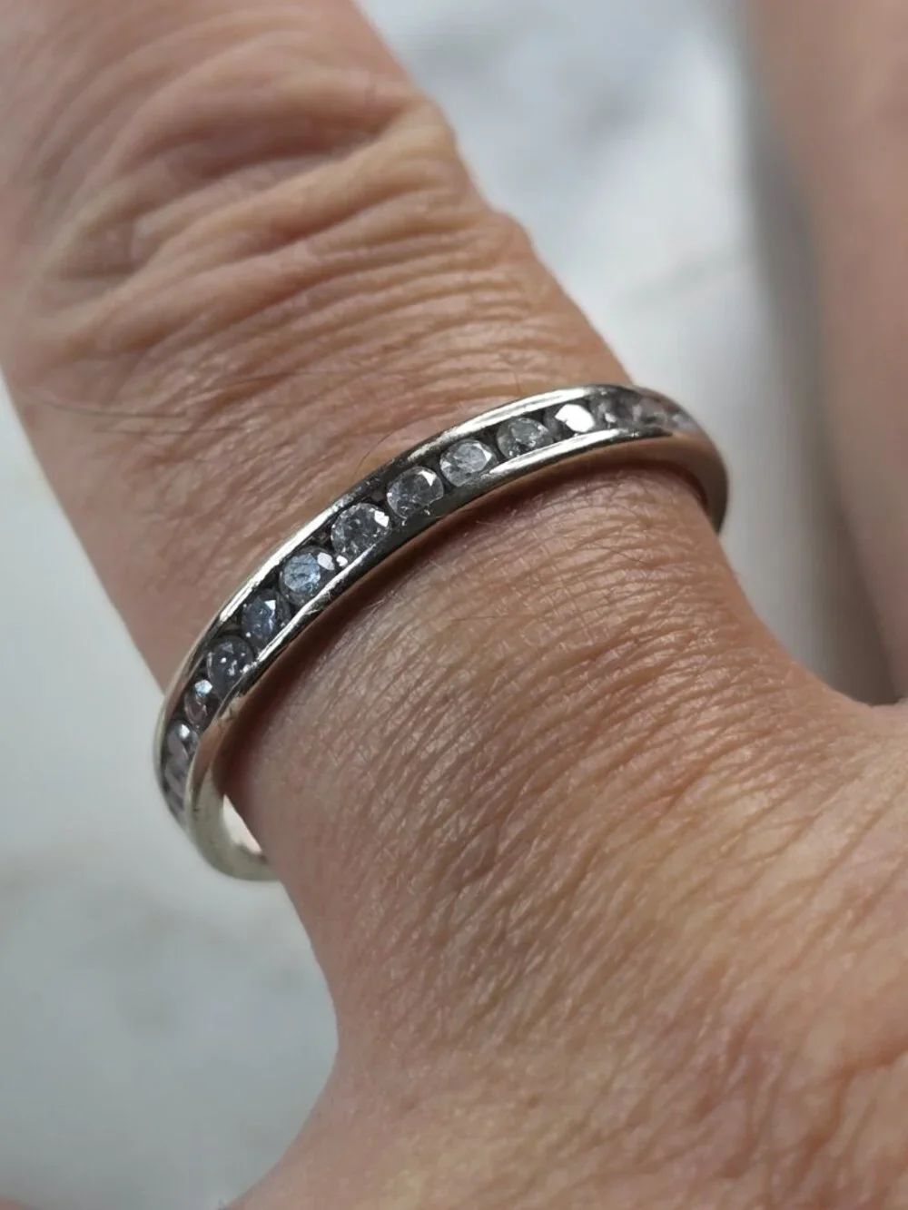 Womens Vintage Estate 10K White Gold Diamond Ring 2.5g #E5189
